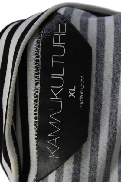 KAMALIKULTURE Womens Striped Long Sleeves Maxi Dress Black White Size Extra Larg