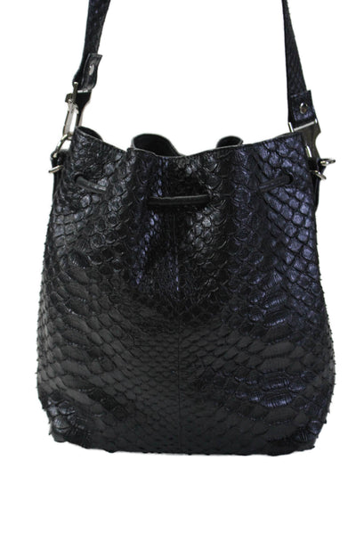 Proenza Schouler Womens Leather Snakeskin  Crossbody Shoulder Handbag Black