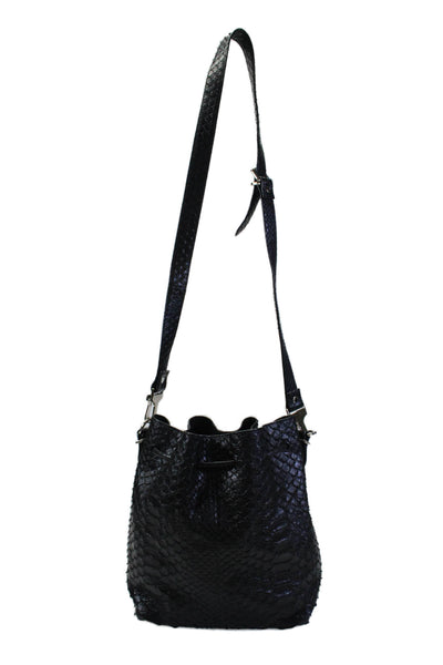 Proenza Schouler Womens Leather Snakeskin  Crossbody Shoulder Handbag Black