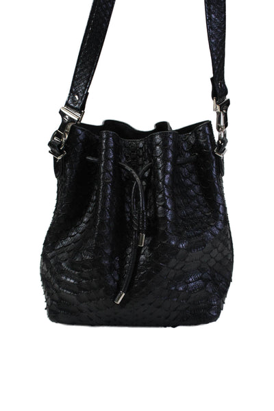 Proenza Schouler Womens Leather Snakeskin  Crossbody Shoulder Handbag Black