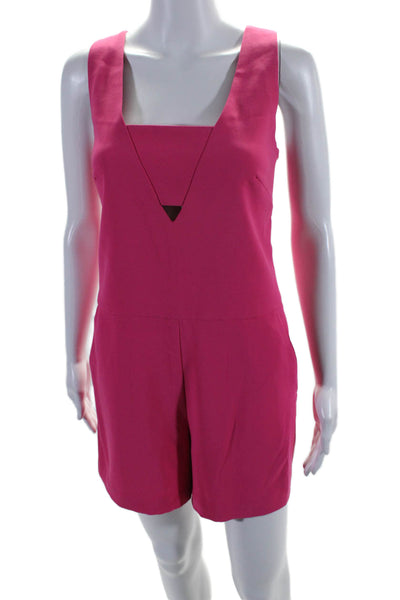 Trina Turk Womens Sleeveless High Rise Flat Front Romper Candy Pink Size 4