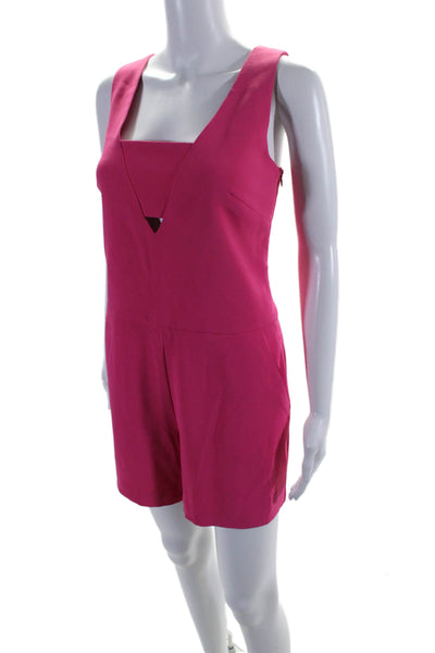 Trina Turk Womens Sleeveless High Rise Flat Front Romper Candy Pink Size 4