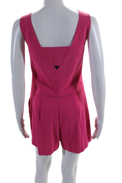 Trina Turk Womens Sleeveless High Rise Flat Front Romper Candy Pink Size 4