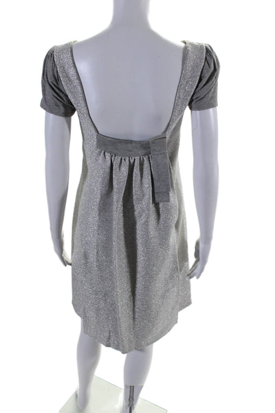 Schumacher Womens Short Sleeves Knee Length Dress Silver Metallic Size Large