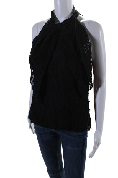 Milly Of New York Womens Lace Bow Front Sleeveless Tank Top Black Size 8