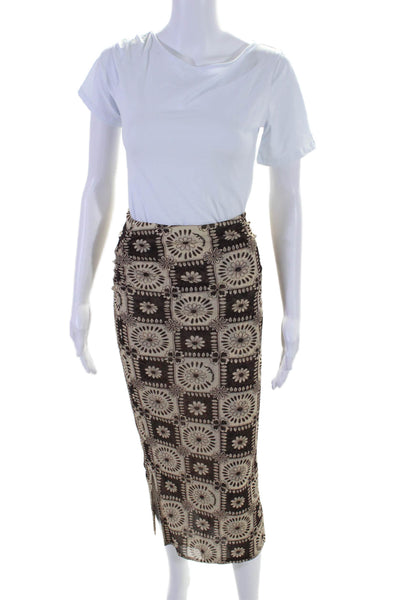 Nanushka Womens Floral Print Pull On Maxi Skirt Beige Brown Size Extra Small