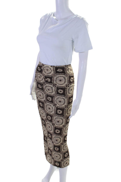 Nanushka Womens Floral Print Pull On Maxi Skirt Beige Brown Size Extra Small