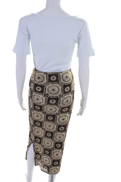 Nanushka Womens Floral Print Pull On Maxi Skirt Beige Brown Size Extra Small