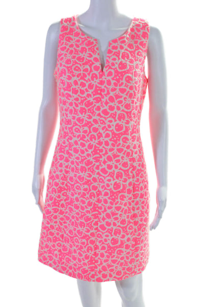 Lilly Pulitzer Womens Back Zip Sleeveless V Neck SHift Dress Pink White Size 6