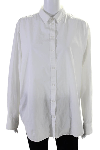 Everlane Womens Cotton Collared Long Sleeve Buttoned Blouse Top White Size 16