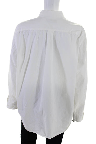 Everlane Womens Cotton Collared Long Sleeve Buttoned Blouse Top White Size 16