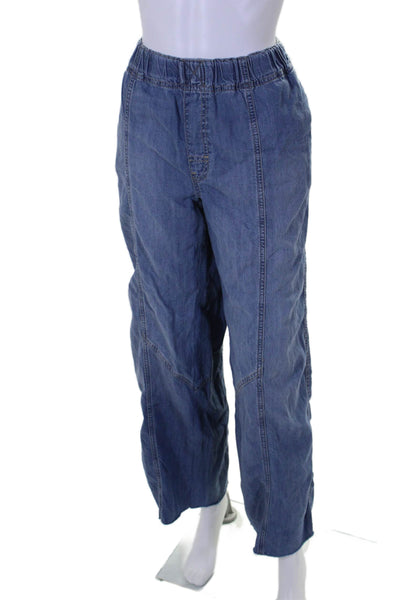 We The Free Women's Elastic Waist Pull-On Medium Wash Wide Leg Pants Size S