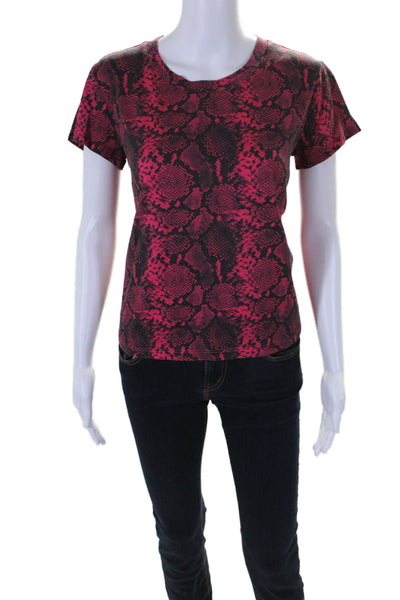 Pam & Gela Women's Round Neck Short Sleeves Snake Print Basic T-Shirt Size M