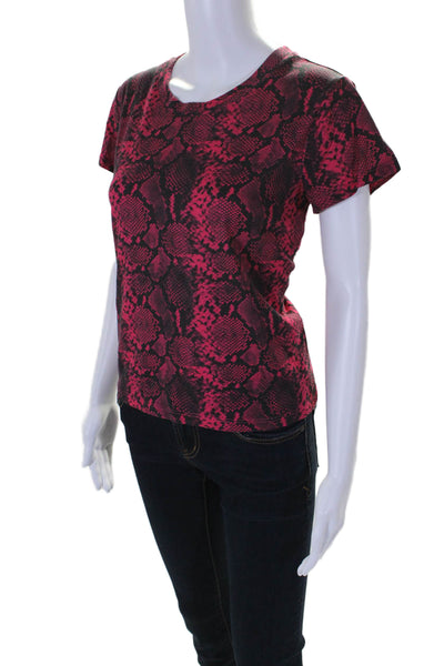 Pam & Gela Women's Round Neck Short Sleeves Snake Print Basic T-Shirt Size M