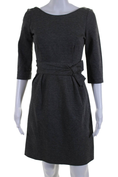 Kate Spade New York Womens Half Sleeve Bow Accent Sheath Dress Dark Gray Size 4