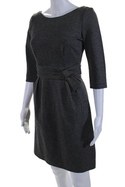 Kate Spade New York Womens Half Sleeve Bow Accent Sheath Dress Dark Gray Size 4