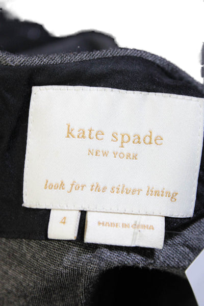 Kate Spade New York Womens Half Sleeve Bow Accent Sheath Dress Dark Gray Size 4