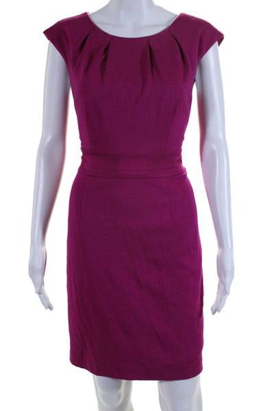 Trina Turk Womens Pleated Front Sleeveless Knee Length Sheath Dress Pink Size 4