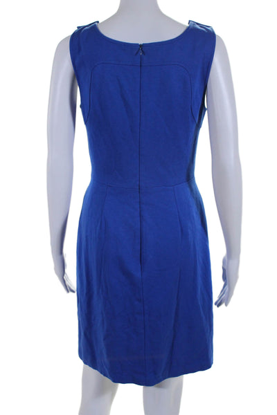 Trina Turk Womens Round Neck Sleeveless Knee Length A-Line Dress Blue Size S