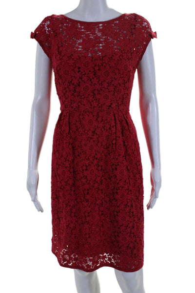 Nanette Lepore Womens Floral Embroidery Sleeveless Lined Sheath Dress Red Size 4