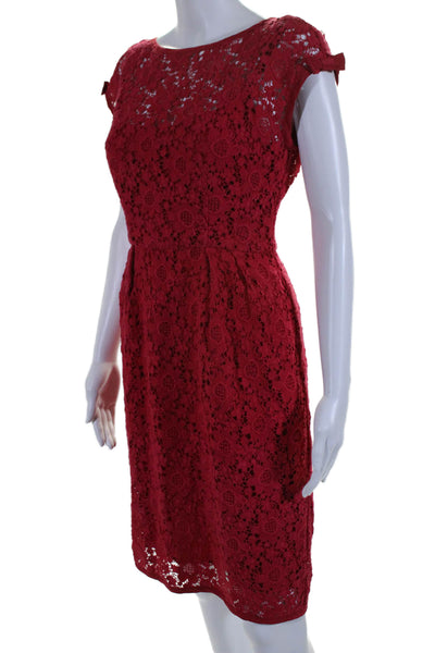 Nanette Lepore Womens Floral Embroidery Sleeveless Lined Sheath Dress Red Size 4