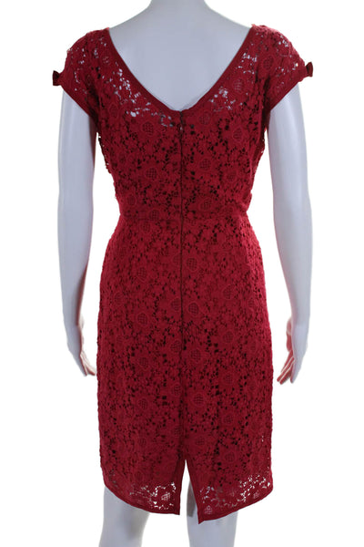 Nanette Lepore Womens Floral Embroidery Sleeveless Lined Sheath Dress Red Size 4