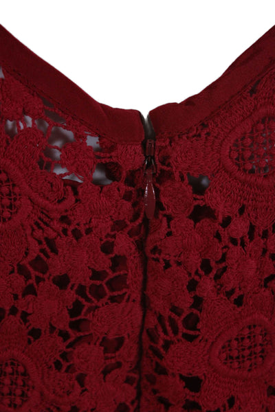 Nanette Lepore Womens Floral Embroidery Sleeveless Lined Sheath Dress Red Size 4