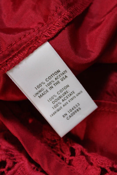 Nanette Lepore Womens Floral Embroidery Sleeveless Lined Sheath Dress Red Size 4