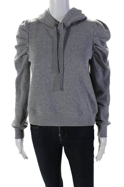 Rebecca Minkoff Womens Pullover Drawstring Hoodie Sweater Gray Cotton Size XS