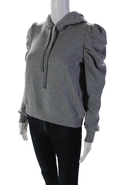 Rebecca Minkoff Womens Pullover Drawstring Hoodie Sweater Gray Cotton Size XS