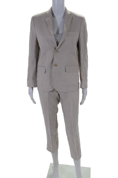 Lauren by Ralph Lauren Womens Two Piece Two Button Suit Beige Size 14