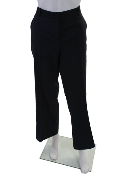 Theory Womens Linen Hook & Eye Buttoned Zipped Straight Leg Pants Navy Size 10