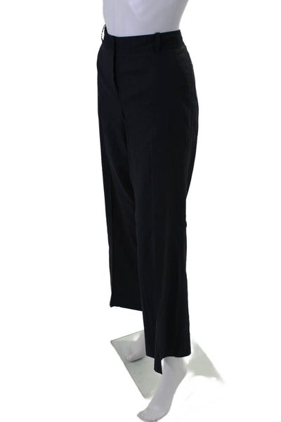 Theory Womens Linen Hook & Eye Buttoned Zipped Straight Leg Pants Navy Size 10