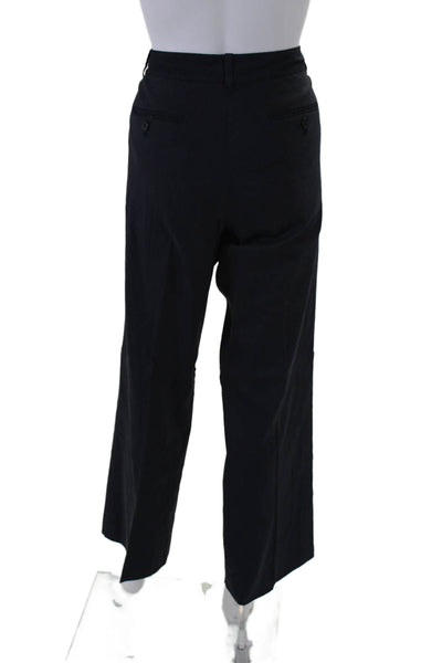 Theory Womens Linen Hook & Eye Buttoned Zipped Straight Leg Pants Navy Size 10