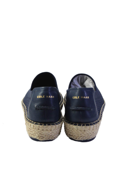 Cole Haan Womens Textured Espadrille Round Toe Slip-On Shoes Blue Size 8