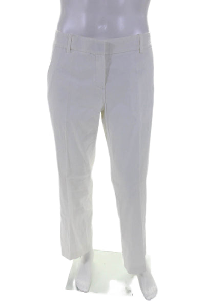 Theory Womens Slip-On High Rise Zipped Straight Leg Casual Pants White Size 10