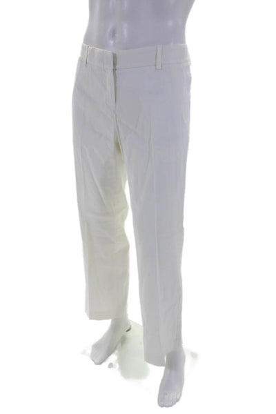 Theory Womens Slip-On High Rise Zipped Straight Leg Casual Pants White Size 10