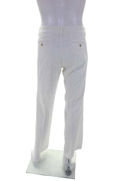 Theory Womens Slip-On High Rise Zipped Straight Leg Casual Pants White Size 10