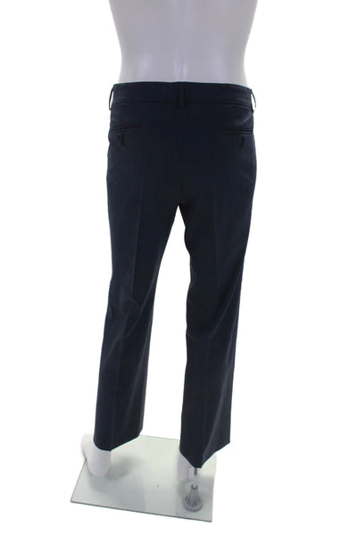 Theory Mens Wool Hook & Eye Zipped Flat Front Dress Pants Navy Size EUR 34