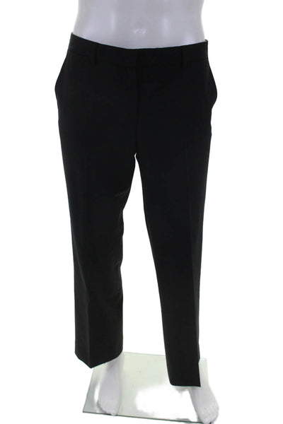 Theory Womens Wool Flat Front Hook & Eye Zipped Straight Pants Black Size EUR 34