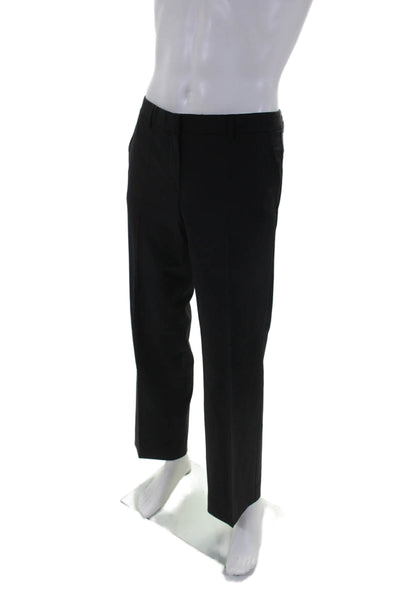 Theory Womens Wool Flat Front Hook & Eye Zipped Straight Pants Black Size EUR 34