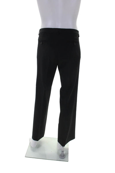 Theory Womens Wool Flat Front Hook & Eye Zipped Straight Pants Black Size EUR 34