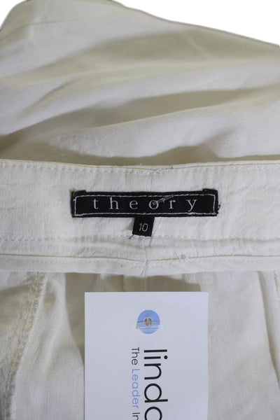 Theory Womens Straight Leg Zipped Hook & Eye Casual Pants White Size 10