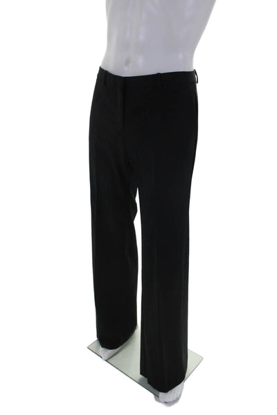 Theory Womens Wool Zipped Hook & Eye Straight Leg High Rise Pants Black Size 12