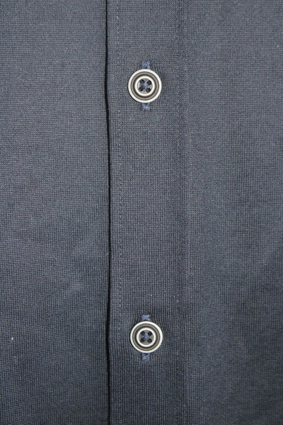 Bugatchi Mens Dark Navy Cotton 4 Way Stretch Long Sleeve Dress Shirt Size L