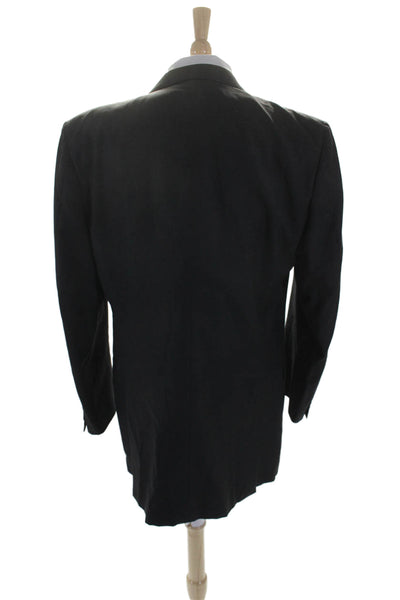 Canali Mens Wool Notched Lapel Double Vented Three Button Blazer Black Size 52