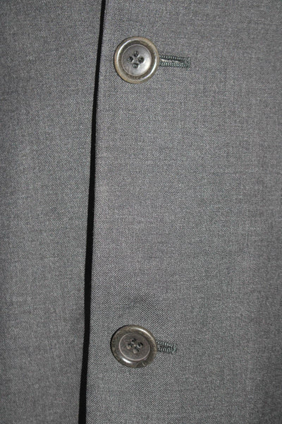 Canali Mens Wool Notched Lapel Double Vented Three Button Blazer Black Size 52