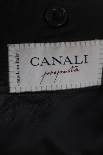 Canali Mens Wool Notched Lapel Double Vented Three Button Blazer Black Size 52