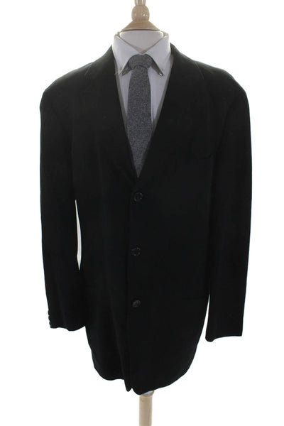 Boss Hugo Boss Mens Wool Crepe No Vent Three Button Blazer Jacket Black Size 42