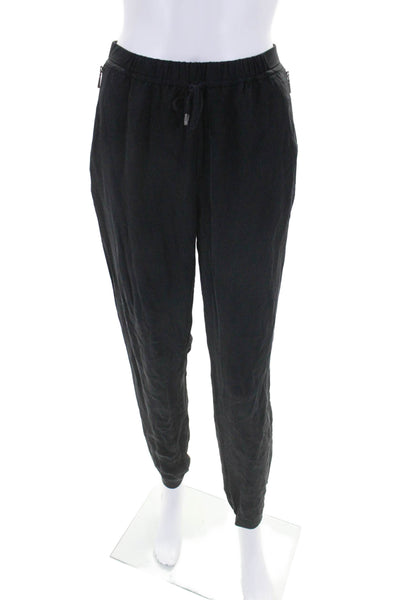 Elie Tahari Womens Silk Chiffon Drawstring Waist Tapered Joggers Black Size XS